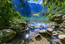 Obersee mit Fischunkelalm in der Ferne, Königssee