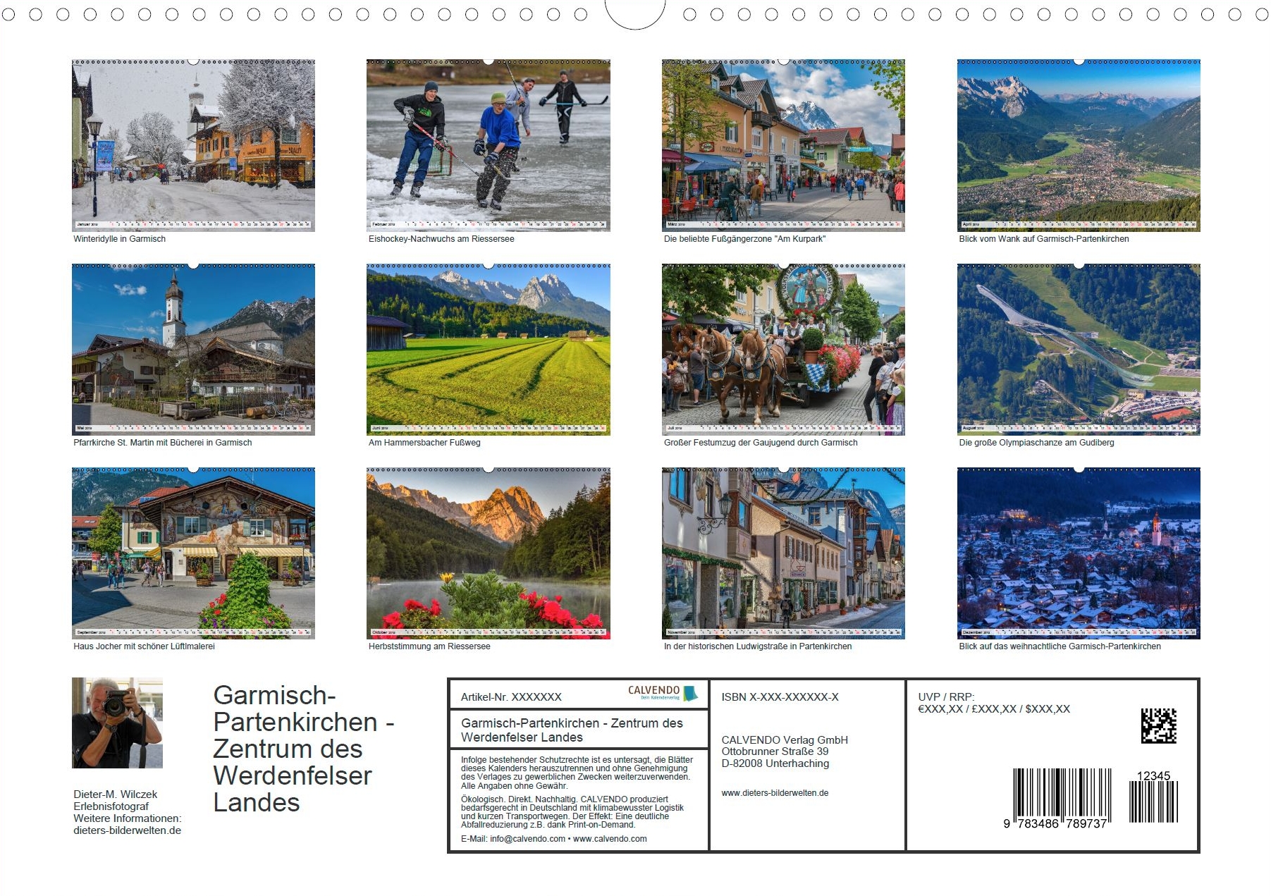 Garmisch-Partenkirchen - Zentrum im Werdenfelser Land - Rückseite Kalender