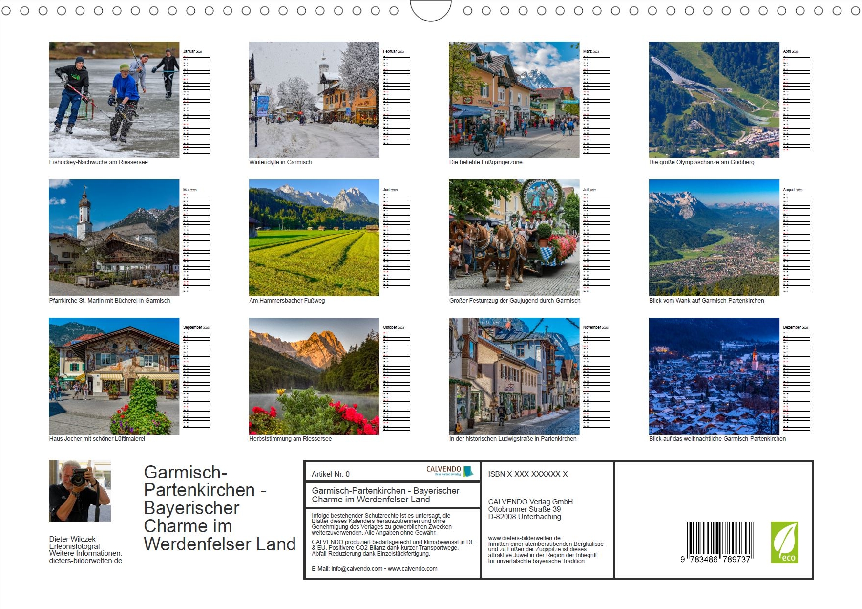 Garmisch-Partenkirchen - Zentrum im Werdenfelser Land - Rückseite Kalender