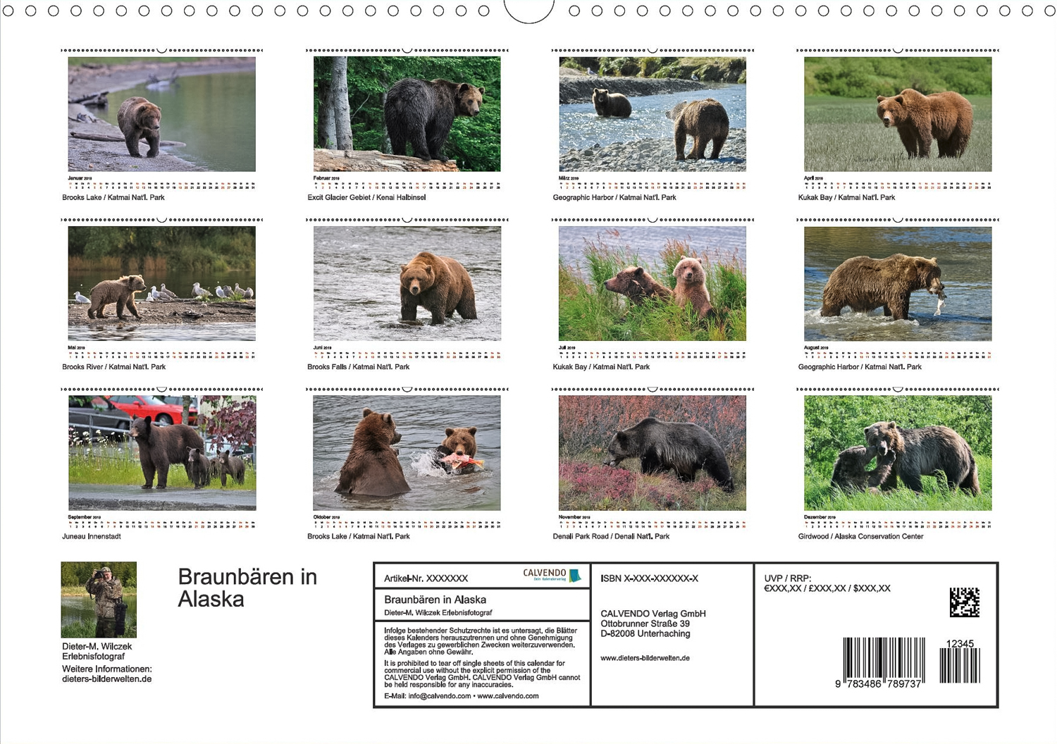 Braunbären in Alaska - Rückseite Kalender