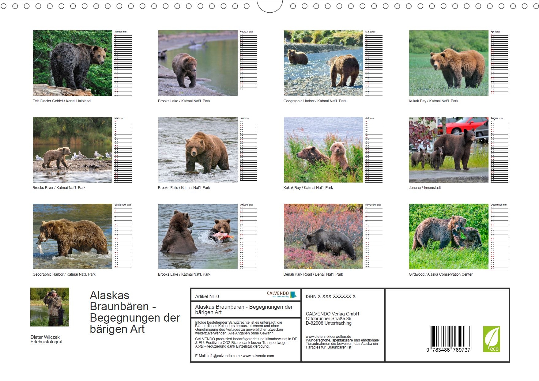 Braunbären in Alaska - Rückseite Kalender
