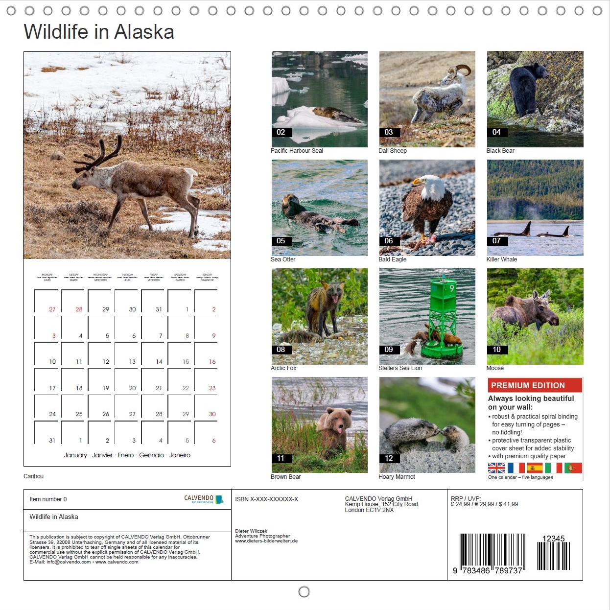 Tiere der Great Plains - Rückseite Kalender