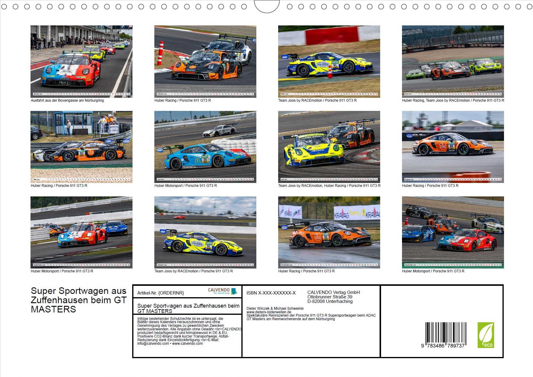 Faszination GT3 Racing - Rückseite Kalender