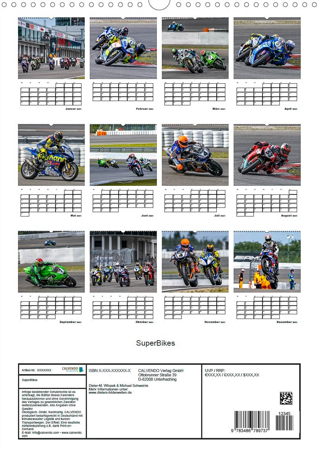 Superbikes am Nürburgring - Rückseite Kalender
